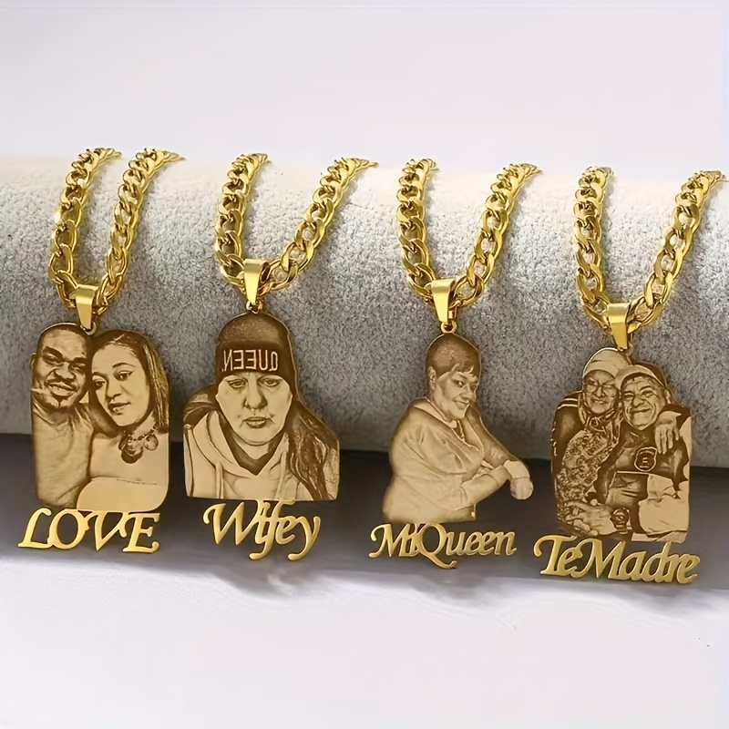 Custom Photo Pendant Necklace with Cuban Chain